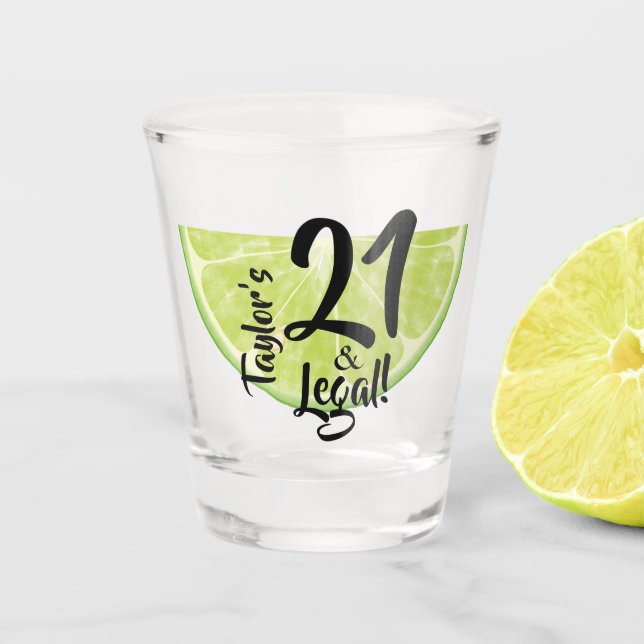 Verre A Shot 21 et Légal sur une chaux Personnalisé (Devant)