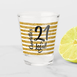 Verre A Shot 21 et Parties scintillant d'or juridique personnal