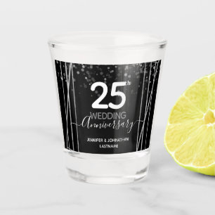 Verre A Shot 25e anniversaire du Mariage Argent
