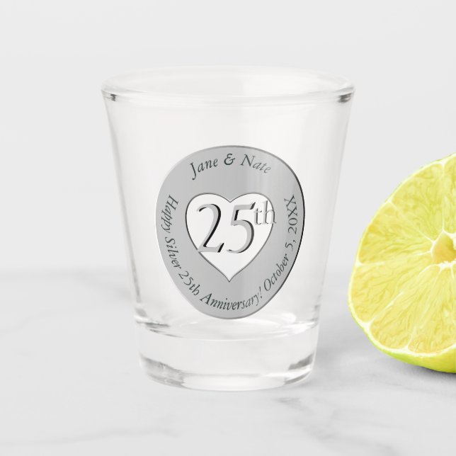 Verre A Shot 25e Mug du Mariage de l'argent (Devant)