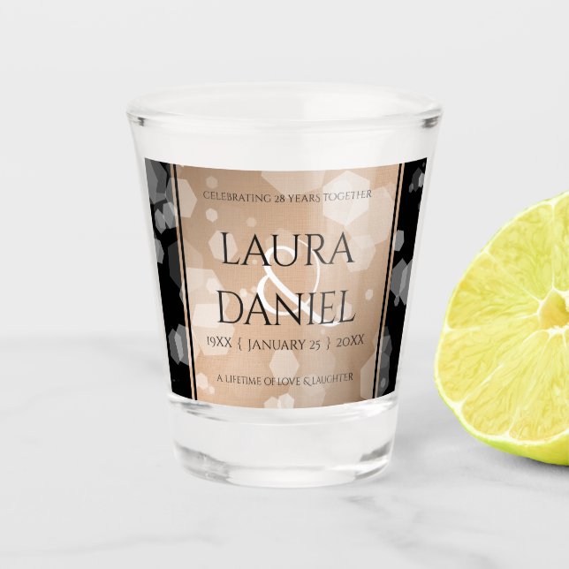 Verre A Shot 28e anniversaire du Mariage de lin élégant (Devant)