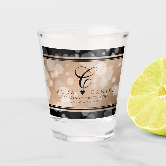 Verre A Shot 28e anniversaire du Mariage de lin élégant (Devant)