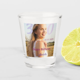 Verre A Shot 30th birthday add name date year PURPLE PINK BOLD