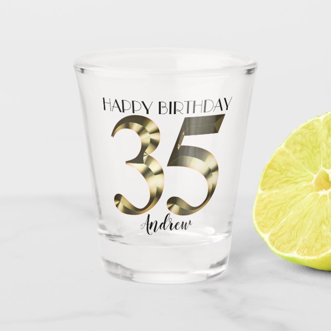 Verre A Shot 35e anniversaire d'or métallique (Devant)