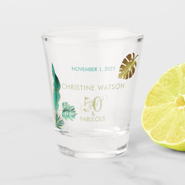Verre A Shot 50 et Fab Green Gold Feuilles (Devant)
