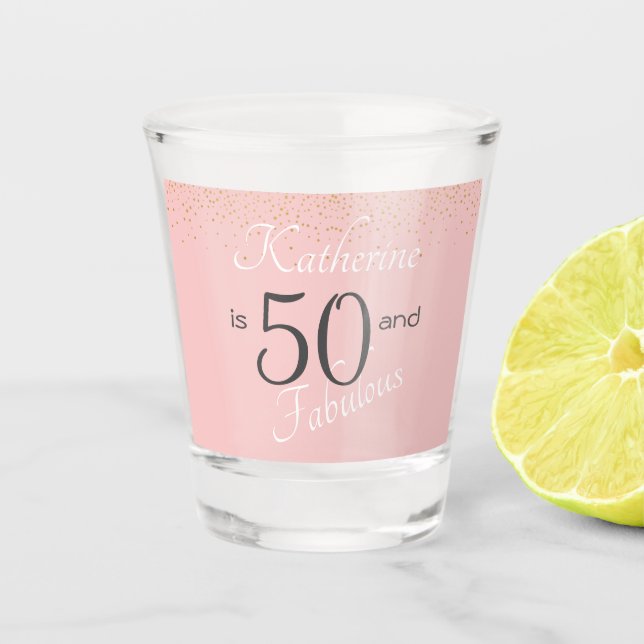 Verre A Shot 50 et Fabulous Blush Pink Gold 50th Birthda Sh (Devant)