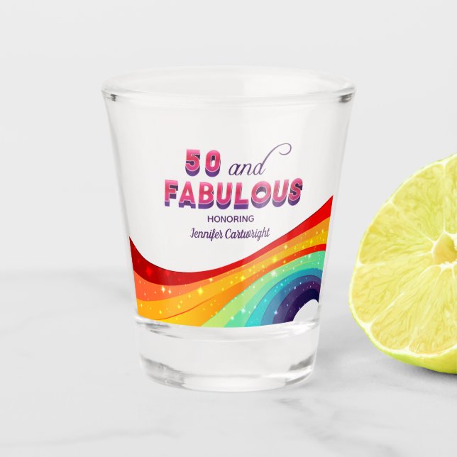 Verre A Shot 50 et Fabulous Chic Rainbow 50th Birthday Party (Devant)