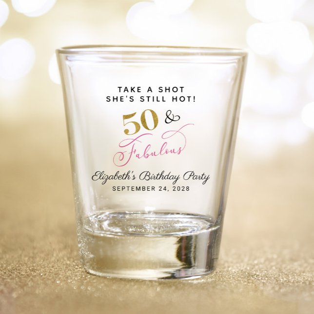 Verre A Shot 50 Fabuleux 50e anniversaire Pink Gold Party Favor (50 & Fabulous: Toast to a Life Well Celebrated!)