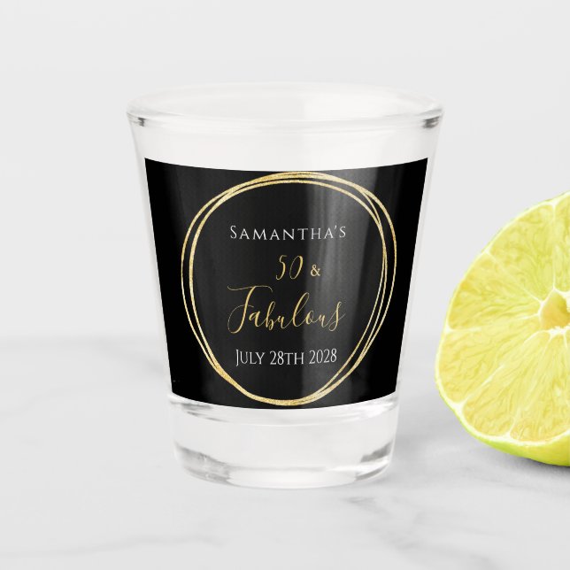 Verre A Shot 50e anniversaire Black Gold personnalisé (Devant)