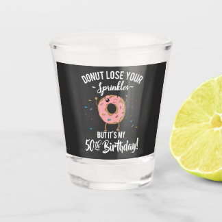 Verre A Shot 50e anniversaire Drôle Donut Cinquante ans Fête