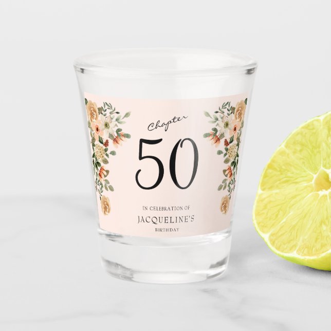 Verre A Shot 50e anniversaire Vintage Floral (Devant)