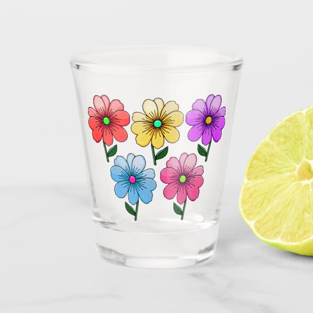 Verre A Shot 5 Fleurs de couleur (Devant)
