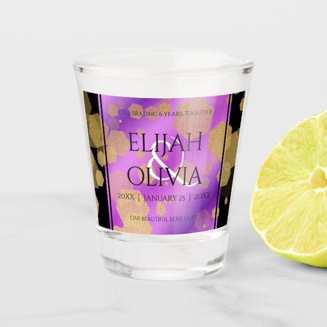 Verre A Shot 6e 33e 47e 48e anniversaire du Mariage Améthyste (Devant)