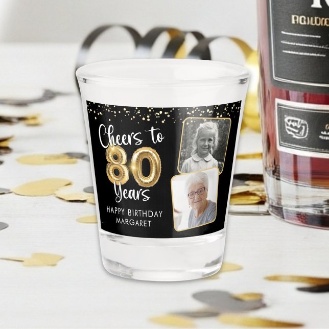Verre A Shot 80e anniversaire Soeurs à 80 ans Black Gold (Créateur téléchargé)