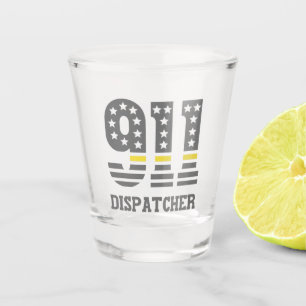 Verre A Shot 911 Dispatcher USA Drapeau mince ligne jaune Urgen