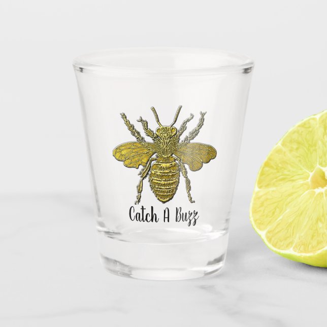 Verre A Shot Abeille d'or votre texte (Devant)