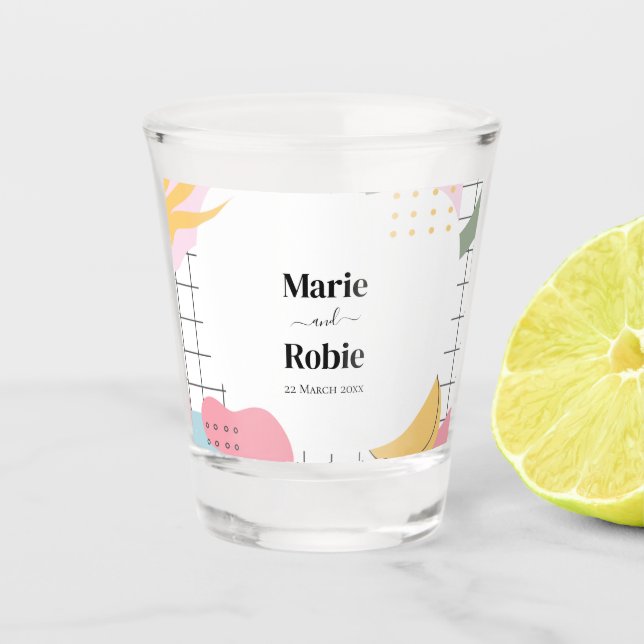 Verre A Shot Abstrait coloré Memphis Mariage (Devant)