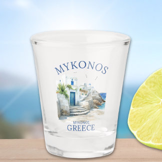 Verre A Shot Aegean Dreams: Mykonos in Watercolor