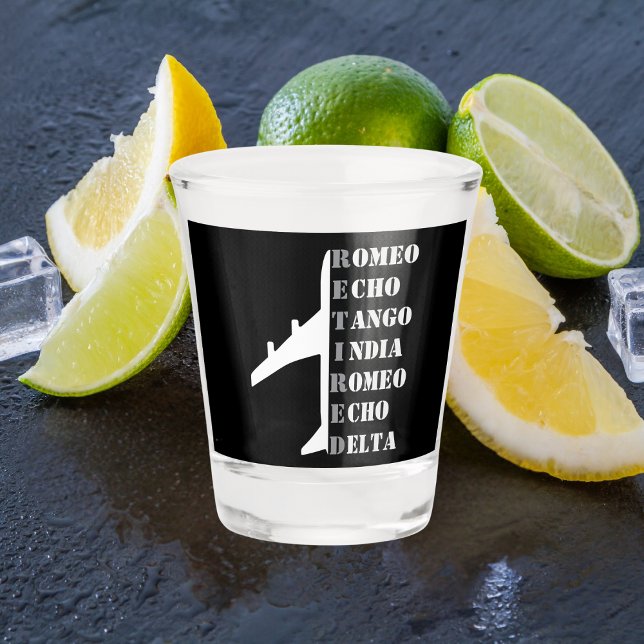 Verre A Shot Airplane Retired Nato Phonetic Alphabet Aviation (Créateur téléchargé)