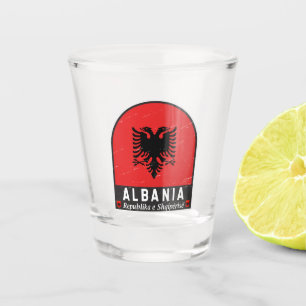 Verre A Shot Albanie - Emblème du drapeau
