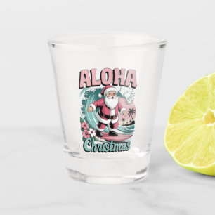 Verre A Shot Aloha Noël Hawaï Santa Surfing Tropical
