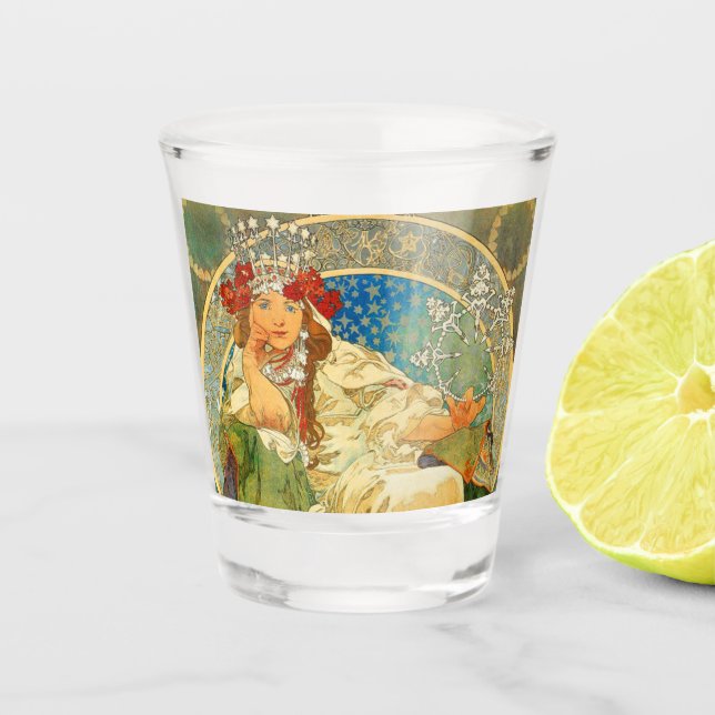 Verre A Shot Alphonse Mucha Art Nouveau Princesse Hyacinth (Devant)