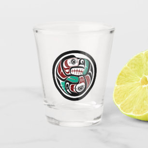 Verre A Shot Amérindien Noir Blanc Haïda Otter Saumon