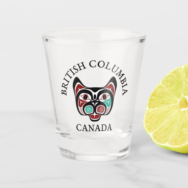 Verre A Shot Amérindien Noir Haïda Art Kitty Cat (Devant)