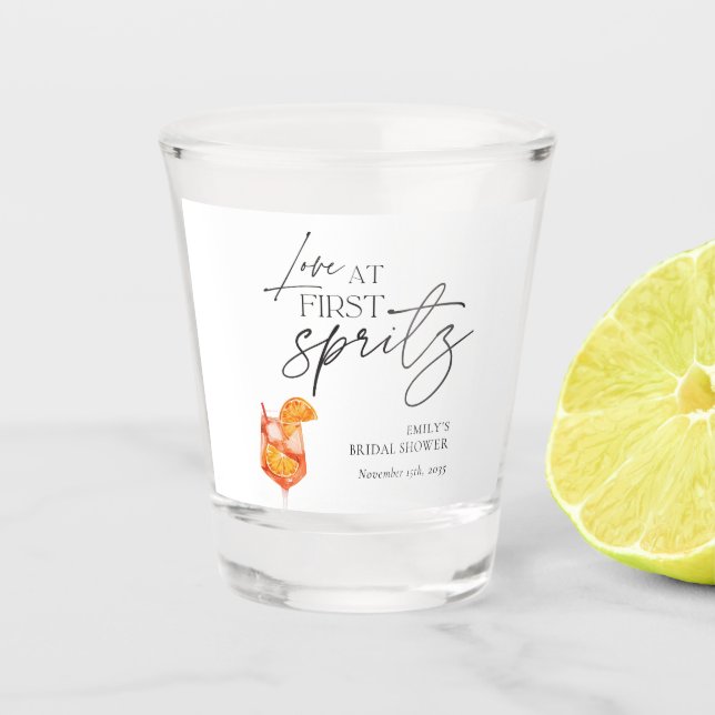 Verre A Shot Amour au premier Spritz Shower de Mariée (Devant)