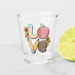 Verre A Shot Amour - Conception colorée de l'enseignant avec po