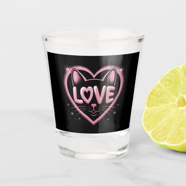 Verre A Shot Amour de chat étincelant (Devant)