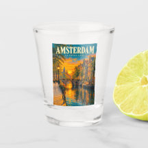 Amsterdam Pays-Bas Coucher de soleil Canal Voyage