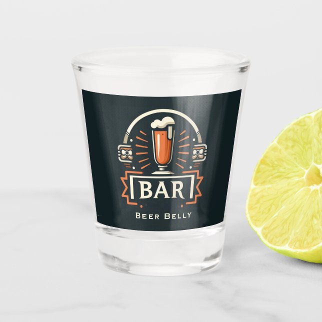 Verre A Shot Amusant Bar Belly, logo Beer Mug Personnalisé (Devant)
