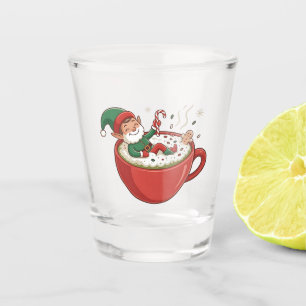 Verre A Shot Amusant Elfe prenant un bain sur Matcha Drink
