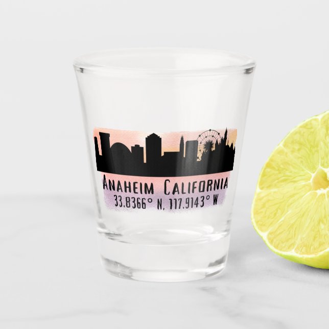 Verre A Shot Anaheim Skyline Latitude et Longitude (Devant)