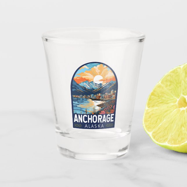 Verre A Shot Anchorage Alaska Travel Art Emblem (Devant)