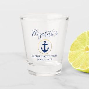 Verre A Shot Ancre Bleue Nautique Gold Ring Bachelorette Party