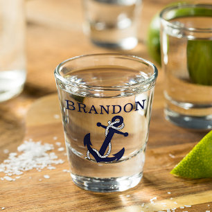 Verre A Shot Ancre nautique Motif Choisissez Votre Nom Personna