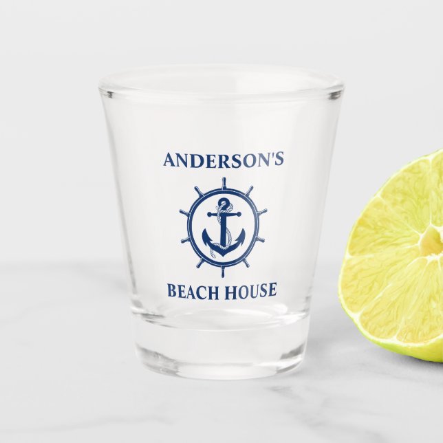 Verre A Shot Ancre nautique Roue Nom du bateau (Devant)
