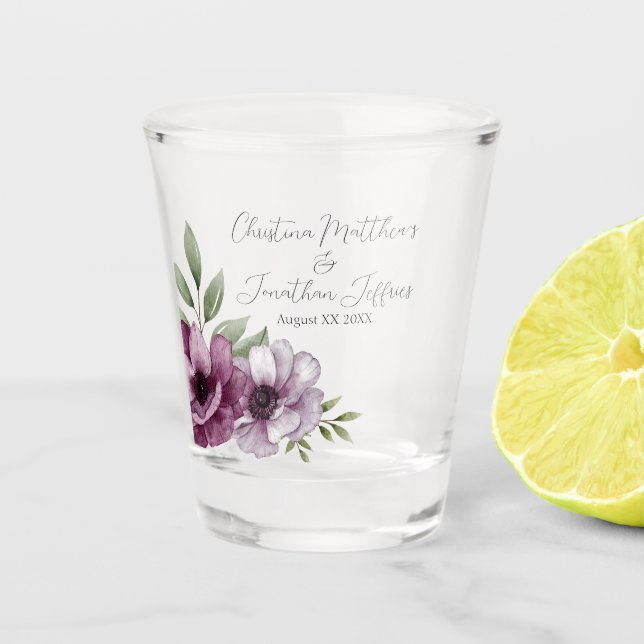 Verre A Shot Anémones romantiques aquarelle (Devant)