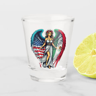 Verre A Shot Ange drapeau américain et mexicain woMan Art patri
