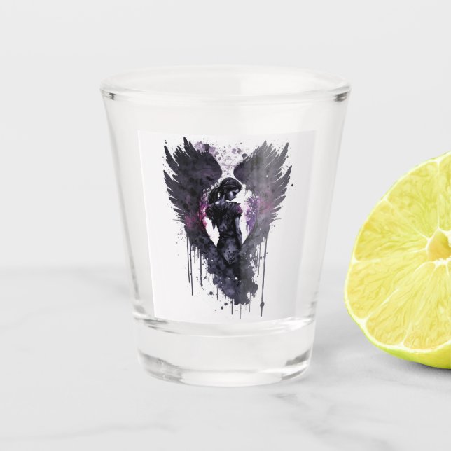 Verre A Shot Ange foncé Valentine avec ailes foncées (Devant)