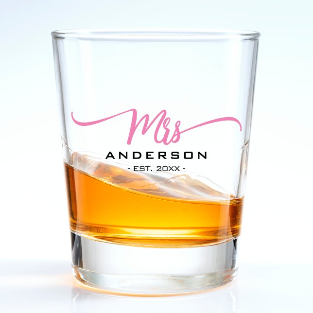 Verre A Shot Anniversaire du Mariage de la mariée rose (Pink Mrs Wife Bride Wedding Anniversary Shot Glass
)
