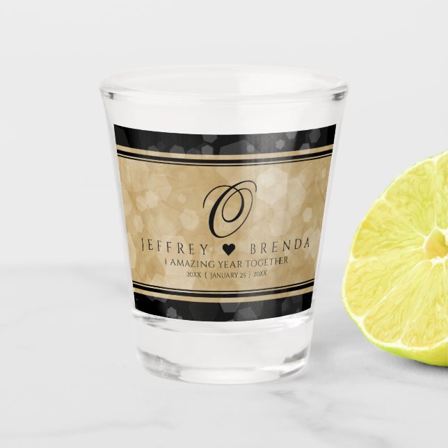 Verre A Shot Anniversaire élégant du 1er Mariage papier (Devant)