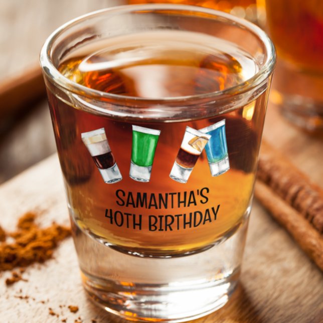 Verre A Shot Anniversaire Fête Shot Boisson Alcool Personnalisé (Créateur téléchargé)