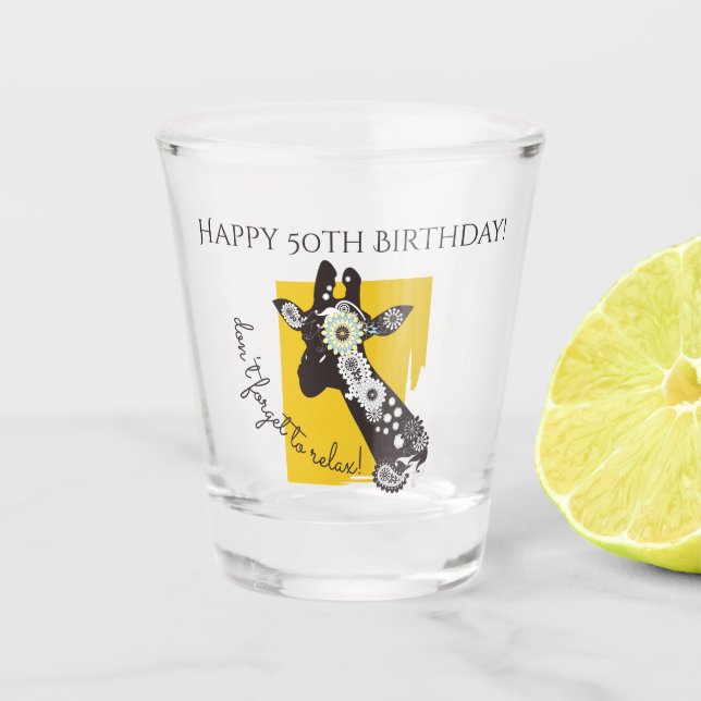 Verre A Shot Anniversaire inspirant de la Girafe Cool funky (Devant)
