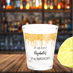 Verre A Shot Anniversaire or parties scintillant nom gouttes