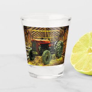 Verre A Shot Antique Tracteur rouge Russe Barne