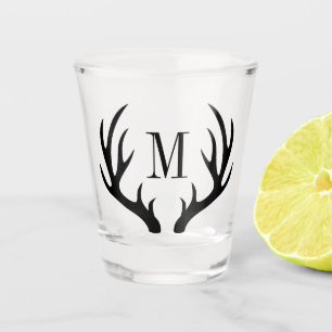 Verre A Shot Antlers rustiques de cerfs noirs   Monogramme