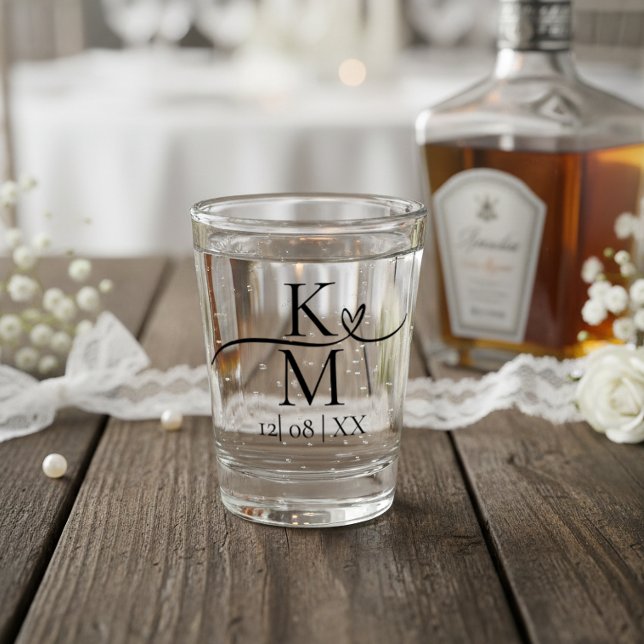 Verre A Shot Appel de l'Amour Initiales Cœur Noir B & B ID940 (Créateur téléchargé)
